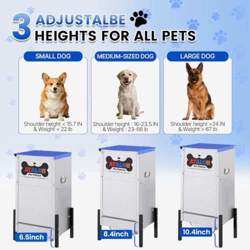50 lb Automatic Dog Feeder for Large Breeds, 3 Adjustable Heights