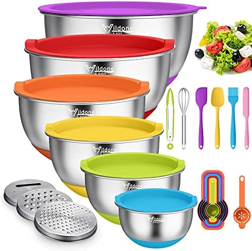 Wildone Mixing Bowls with Airtight Lids, Stainless Steel Mixing Bowls Set