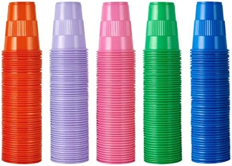 Lilymicky 500 Pack 7 oz Disposable Plastic Cup in 5 colors, Great for Party