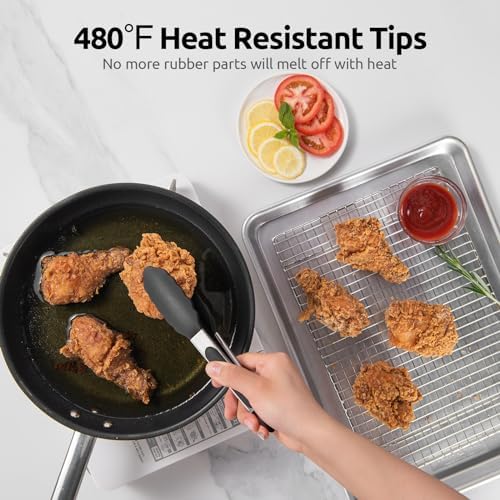 U-Taste Kitchen Tong for Cooking, 480ºF Heat-Resistant Silicone, 7in/Black