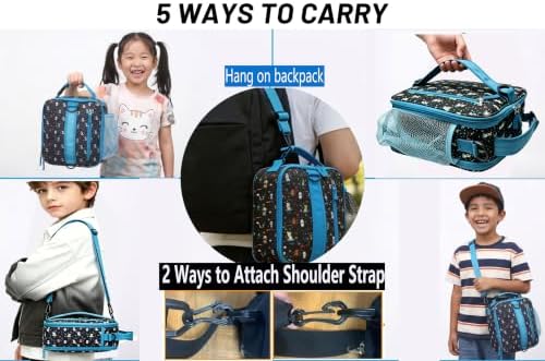 Expandable Lunch Box Kids,Cute Cartoon Insulated Lunch bag for Kids Boys Girls Portable Double-Capacity Lunchbox Special Design for school Picnic Outdoor