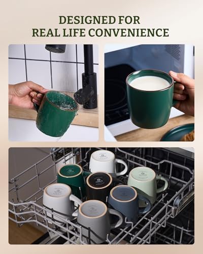 famiware Mercury Coffee Mugs 13 oz, Coffee Mugs Set of 6 with Handle