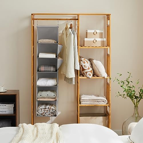 Hanging Closet Organizer and Storage, 6-Shelf, 2 Packs, Light Grey