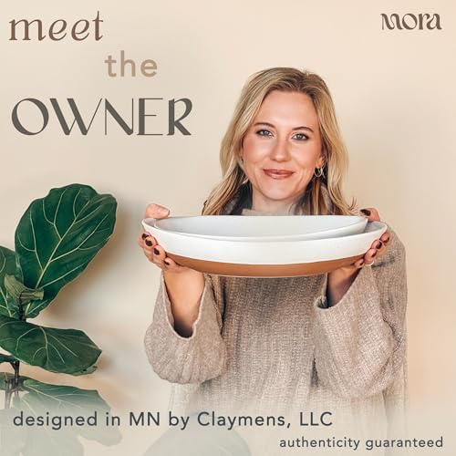 Mora Ceramic Large Serving Bowls- Set of 2 Oval Platters for Entertaining. Modern Kitchen Dishes for Dinner, Fruit, Salad, Turkey, etc. Oven, Dishwasher Safe, 55/35 oz, 13.5" / 11.8" - Neutrals