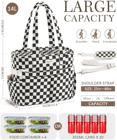 Bagstellar Corduroy Lunch Box for Women Insulated Lunch Bag Cooler Tote Bag