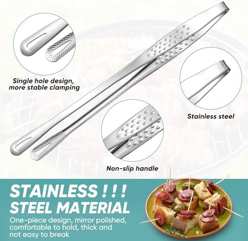 meekoo 6 Pcs Stainless Steel Korean BBQ Grill Tongs