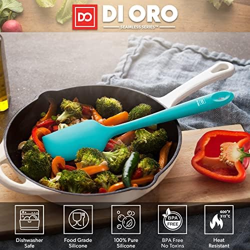 DI ORO Large Silicone Spatula - 600F Heat Resistant, Teal