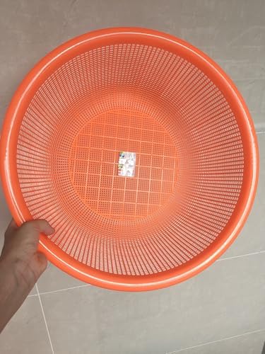 4 Pcs Large Plastic Wash Basket Round Perforated Colander Wash Vegetables and Fruits Drain Cooked Pasta Kitchen Essentials Food Strainer Basket Strainer Kitchen Red Orange color
