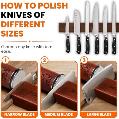 Rolling Knife Sharpener, 3-Disc Magnetic Knife Sharpening Kit