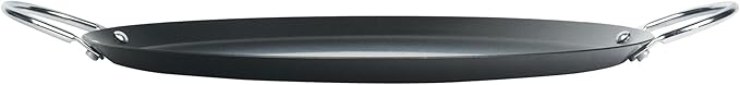 Restaurantware-Met Lux 11.06 Inch Round Griddles With Double Handles, 10 No-Stick Flat Top Grills - Compatible With Open Fire And Gas, Durable, Black Carbon Steel Griddle Pans, Even-Heating