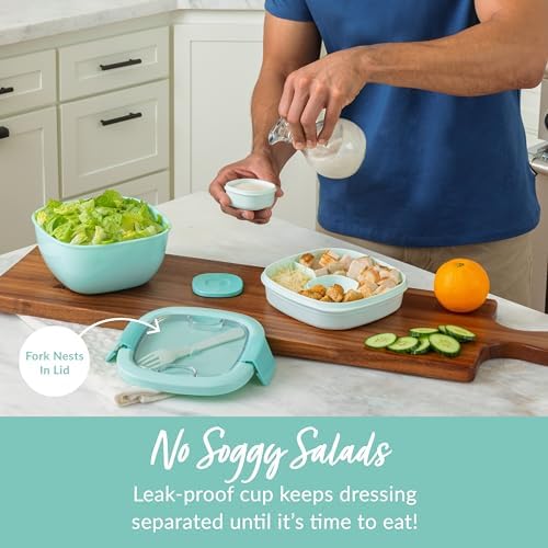 Bentgo Salad Container, Lunch Bowl with 4-Compartment Toppings Tray, 54 oz