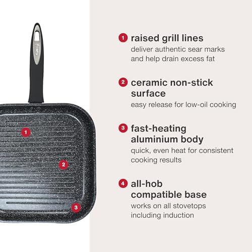 Zyliss Ultimate Ceramic Cookware, Non-Stick Grill Pan, 10.2"