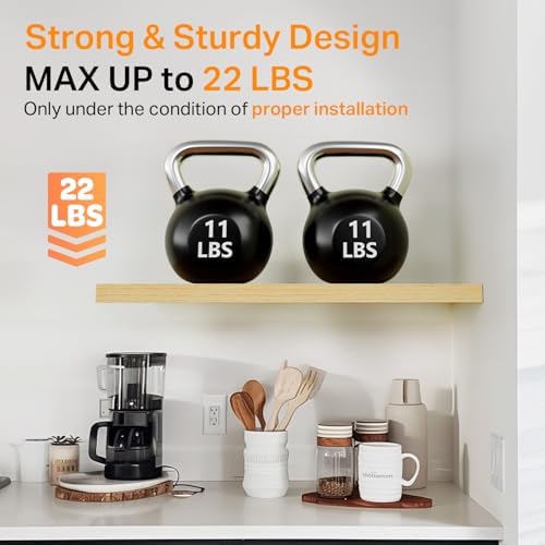 BAYKA Light Oak-Toned Floating Shelves 22.5in, Set of 3, Wall Mounted Shelf
