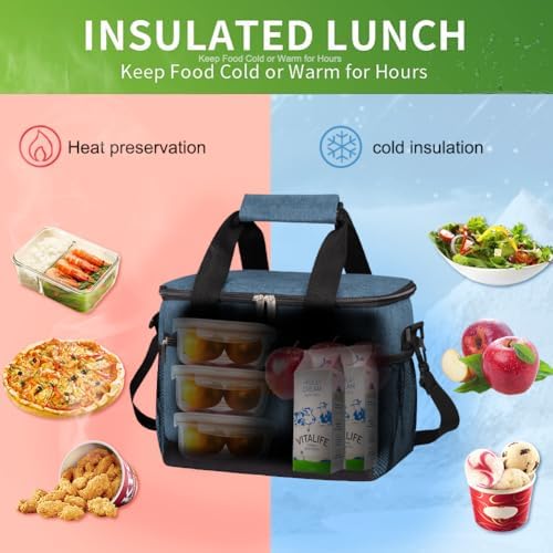 iknoe Insulated Lunch Bag, Foldable 8.5L Cooler Bag for Men & Women, Lunch Box