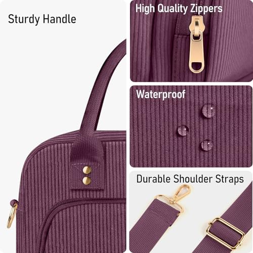 Lunch Bag Large Insulated Lunch Box for Women Men Adult Cute Purple Lunchbox Corduroy Lunch Bags Boxes Pail with Adjustable Shoulder Strap for Work Mom Picnic Office Travel 11.4×6.8×9.1 inches 11.5L
