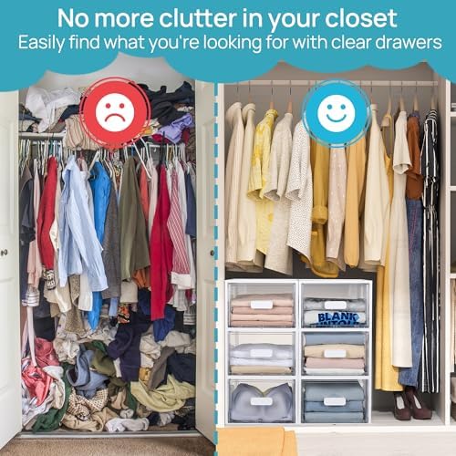 Vtopmart 4 Pack White Stackable Storage Drawers 15QT