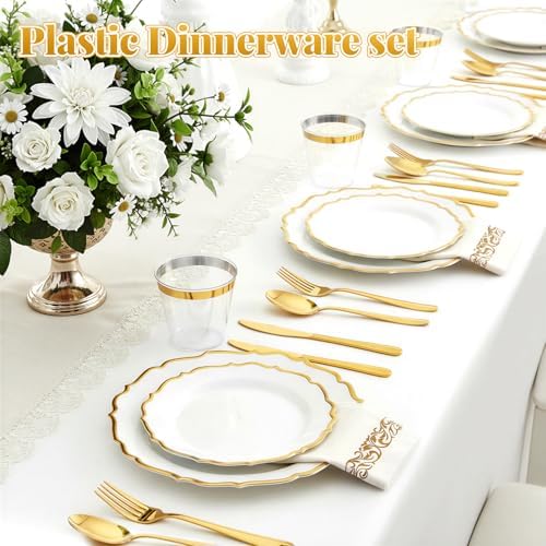 Glowserve 175 Piece Disposable Plastic Plates Dinnerware Set for 25 Guests