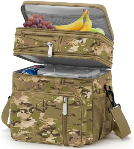 MIYCOO Lunch Bag for Men & Women, Expandable Double Deck Lunch Box, 15L
