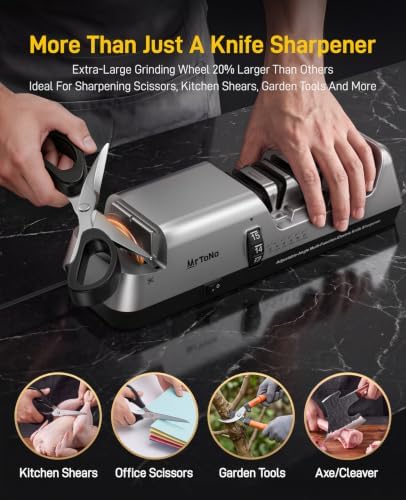 Electric Knife and Scissor Sharpener, Adjustable Angle 12°–22°, 3-Stage