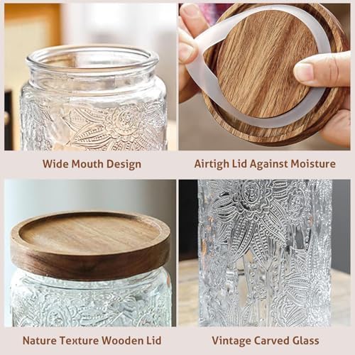 Vintage Glass Jar with Lid Airtight Candy Coffee Canister Food Storage Set