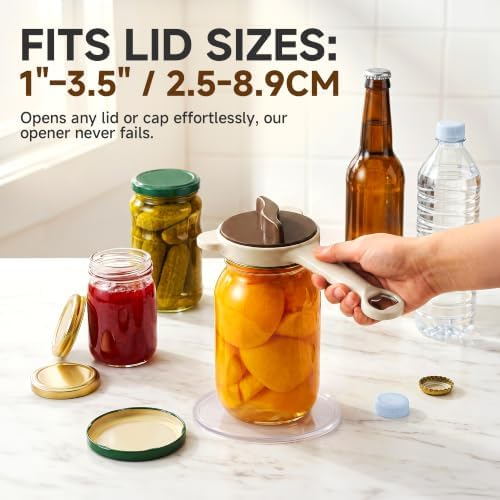 2026 Upgraded 4-in-1 Jar Opener - Adjustable Stainless Steel Lid Remover for Seniors & Arthritis Sufferers, Fits Kitchen Jars, Bottles & Cans Brown(2Pcs)