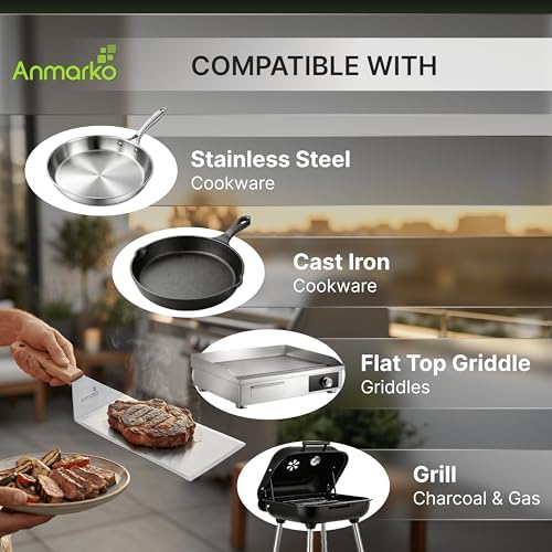 Metal Spatula Set - Griddle Accessories kit - Grill Flat Spatula Pancake Flipper Hamburger Turner - Metal Utensil Great for BBQ Grill Flat Top - Cast Iron Griddle Accessories - Commercial Grade