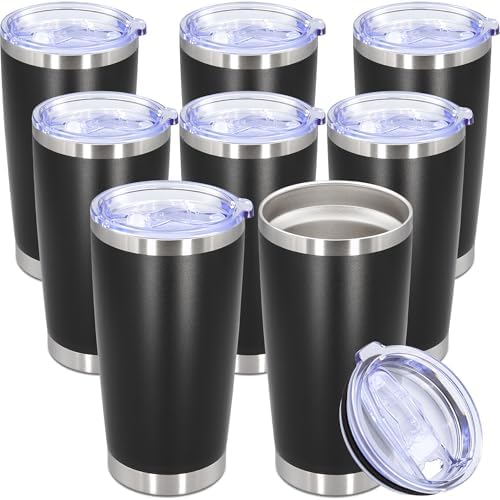 20oz Tumbler Stainless Steel Tumbler Coffee Tumbler with Lid Black, 8P