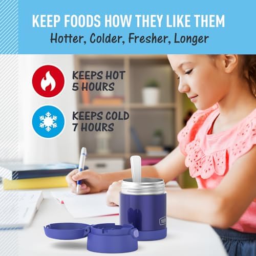 THERMOS FUNTAINER Insulated Food Jar,10 Ounce,Kid Friendly Food Jar with Foldable Spoon,Purple,(Pack of 6)