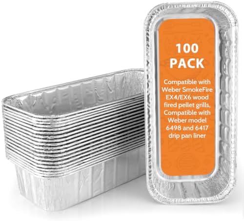 6498 6417 Grill Drip Pans, Aluminum Foil Pans, 100 Pack, 11x 5 Inch