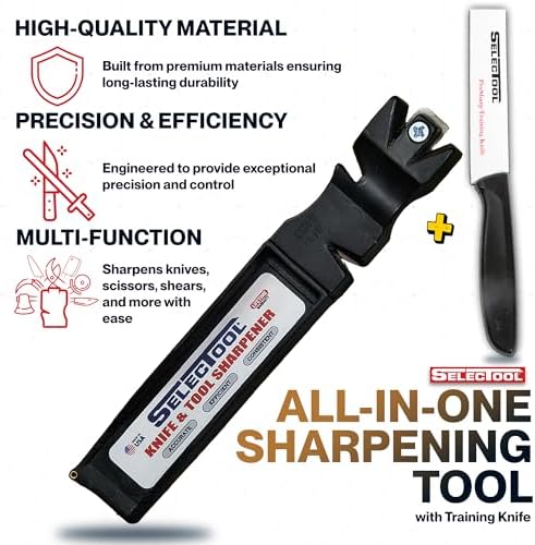 SELECTOOL Three Amigos 3 - Pack Knife & Tool Sharpeners with Training Knife | Keep One in the Kitchen, Workshop & Outdoors | Sharpens Knives, Scissors, Axes & More | Made in USA