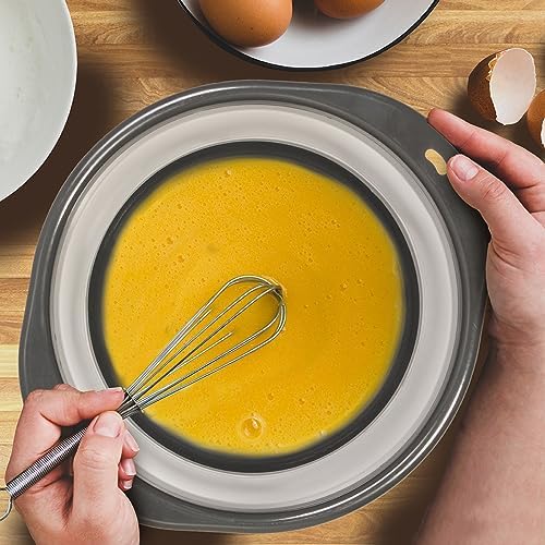 Glad Large Mixing Bowl Collapsible - 5.5L | Foldable Plastic & Rubber Container with Handles for Baking | Dishwasher Safe Kitchen Supplies and RV Essentials (Pack of 12)