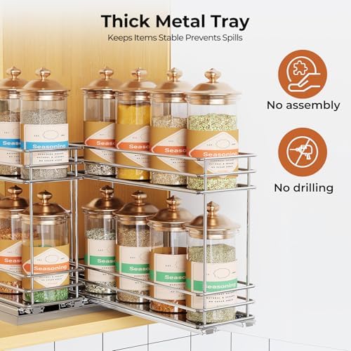 Mystozer Pull Out Spice Rack Organizer for Cabinet, Slide Out Spice Racks