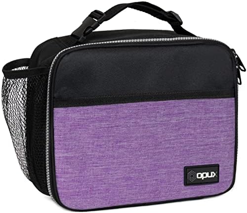 opux Insulated Lunch Bag for Kids, Reusable Lunch Box for School, Purple