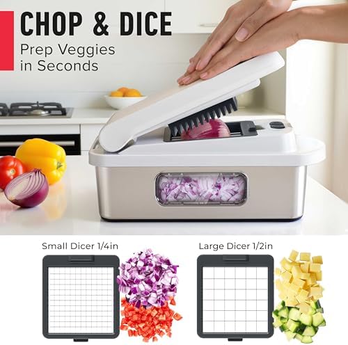 MUELLER HOME Pro-Series 10-in-1, Stainless Steel Multi Vegetable Chopper