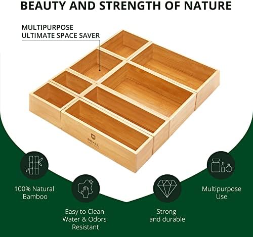 ROYAL CRAFT WOOD Bamboo Jewelry Organizer Box & Chests Set - Versatile Storage Solution for Makeup, Jewelry, and Bathroom Essentials (8 Boxes)