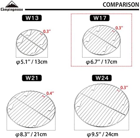 CAMPINGMOON Round Roasting Baking Steaming Cooling Rack Cooking Grid Grill Stainless Steel Fits for Dutch Oven (Diameter φ6.7inch, W17)