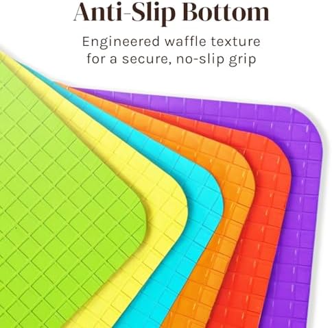 Flexible Plastic Cutting Board Mats for Kitchen, Set of 4 Thick Large 15x12