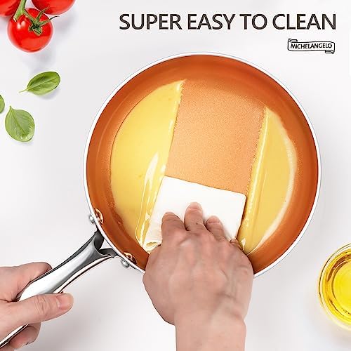 MICHELANGELO Sauce Pan Set, Ultra Nonstick Saucepan Set of 3, Ceramic Saucepans with Lids, 1 Qt & 2 Qt & 3 Qt Small Pot Set, Copper Sauce Pan with Lid
