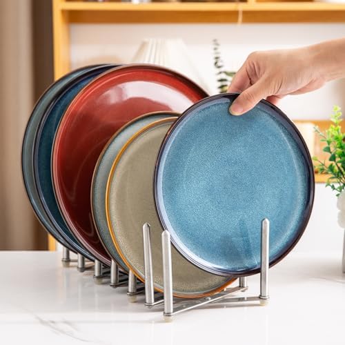 LERATIO Ceramic Dinner Plates Set of 6,10.5 Inch Reactive Glaze Plate Sets