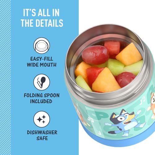 THERMOS FUNTAINER Kids Food Jar with Spoon, 10oz, Bluey
