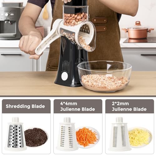 X Home 5‑in‑1 Rotary Cheese Grater for Kitchen, Black