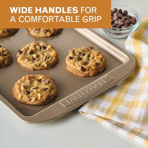 Farberware Nonstick Bakeware 10 x 15" Cookie Pan, Metal Baking Pan, Mocha