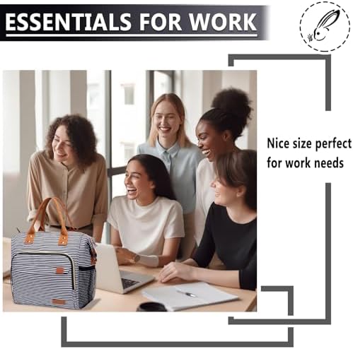 TuErCao Lunch Bag Women Insulated Lunch Box for Work Leakproof Soft Cooler for Picnic Travel Road Trips, Loncheras para Mujer Adult, Stripes
