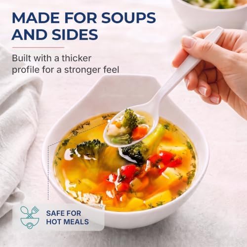 BluShine Extra Heavy Duty Plastic Soup Spoons, Disposable Bulk Utensils