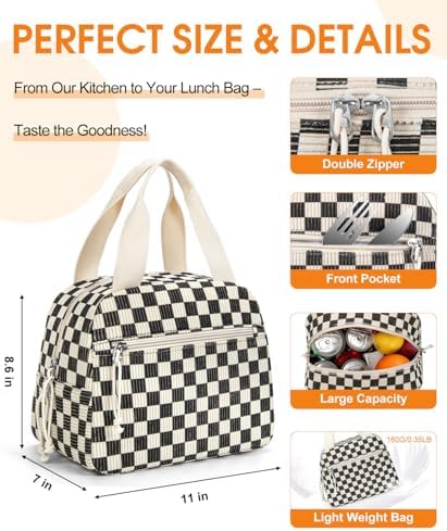 Lunch Bag for Women, Corduroy Large Insulated Lunch Box
