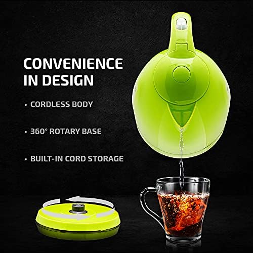 OVENTE Electric Kettle,1.7L Fast Boiling Water Heater for Coffee or Tea,BPA Free with Water Level Gauge,Auto Shut-Off,Boil-Dry Protection,Indicator Light and Removable Filter,Green KP72G,(Pack of 12)