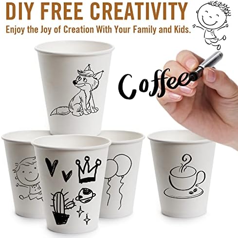 Ginkgo 100-Pack 8 oz Thickened Coffee Cups with Lids and Sleeves