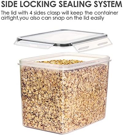 Vtopmart Airtight Food Storage Containers 6 Pieces - Plastic BPA Free Kitchen Pantry Storage Containers for Sugar,Flour and Baking Supplies - Dishwasher Safe - Include 24 Labels, Black