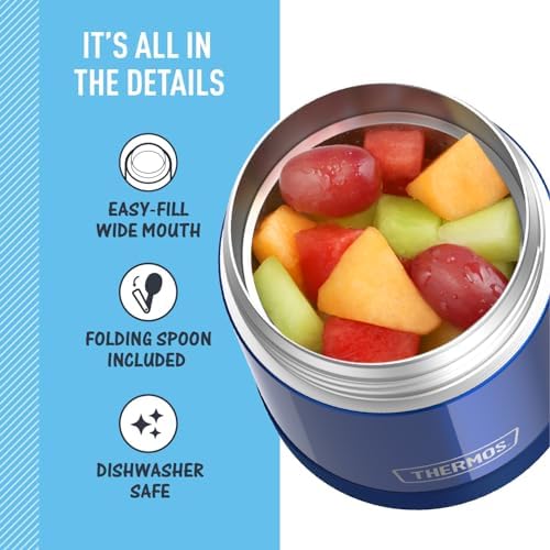 THERMOS FUNTAINER Kids Food Jar with Spoon, 10oz, Navy