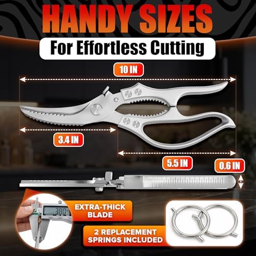 Stainless Steel Poultry Shears, Hardened Blades, Safety Lock